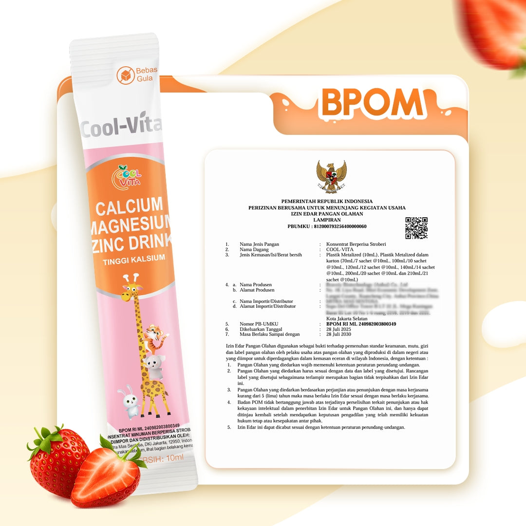 Wholesale Coolvita Calcium Magnesium Zinc Drink (Calcium+ Drink) – Suplemen Cair Kalsium, Magnesium Vitamin D Rasa Strawberry