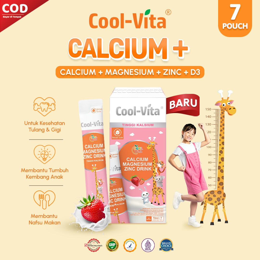 Wholesale Coolvita Calcium Magnesium Zinc Drink (Calcium+ Drink) – Suplemen Cair Kalsium, Magnesium Vitamin D Rasa Strawberry
