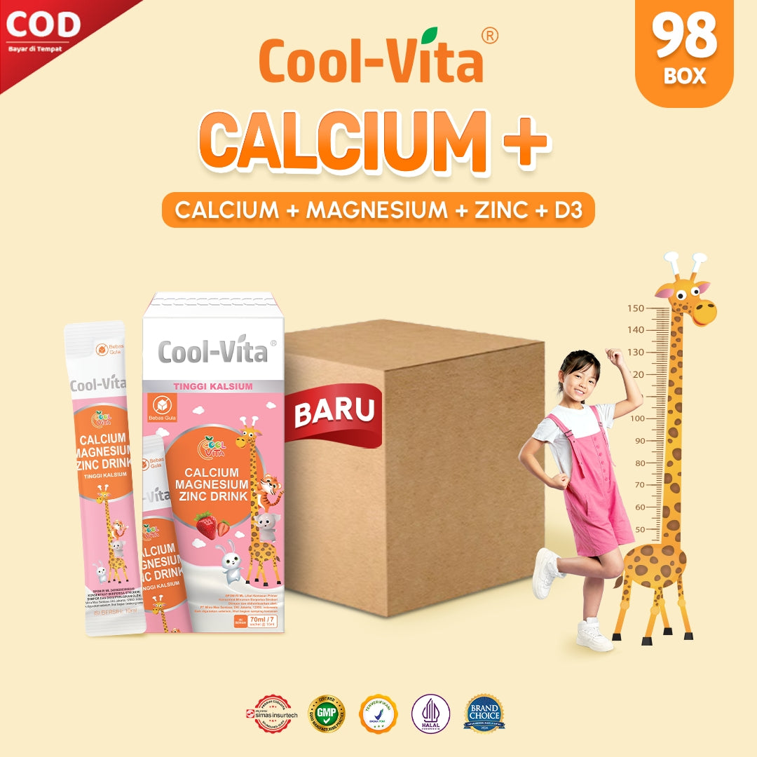 Wholesale Coolvita Calcium Magnesium Zinc Drink (Calcium+ Drink) – Suplemen Cair Kalsium, Magnesium Vitamin D Rasa Strawberry