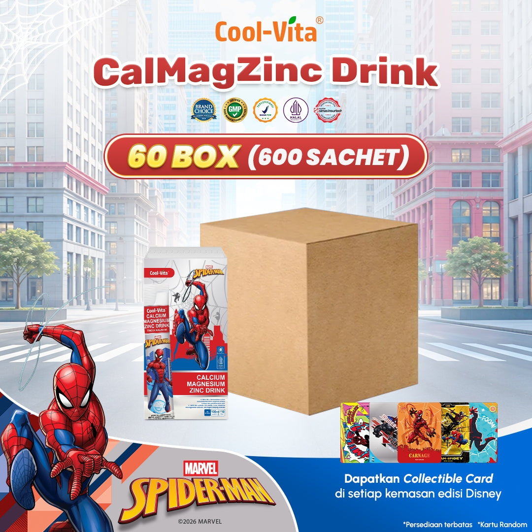 IP Wholesale Coolvita Calcium Magnesium Zinc Drink (Calcium+ Drink) – Suplemen Cair Kalsium, Magnesium Vitamin D Rasa Strawberry 1 Dus isi 60 Box