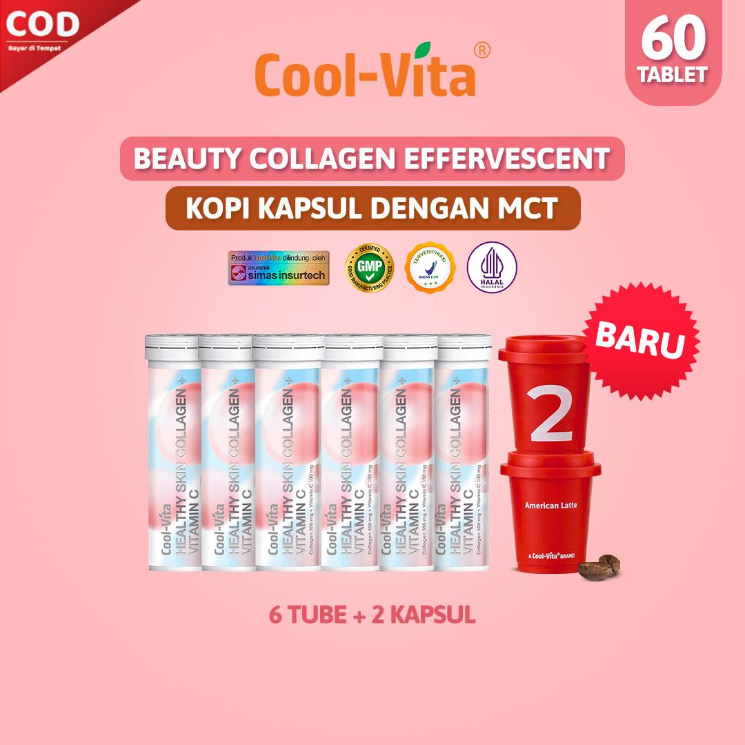 Coolvita Minuman Larut Rasa Buah Peach 6 botol dan 1 Box MCT Coffee Rasa American Latte