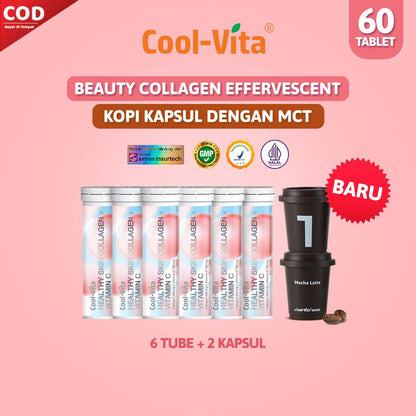 Coolvita Minuman Larut Rasa Buah Peach 6 botol dan 1 Box MCT Coffee Rasa Mocha Latte