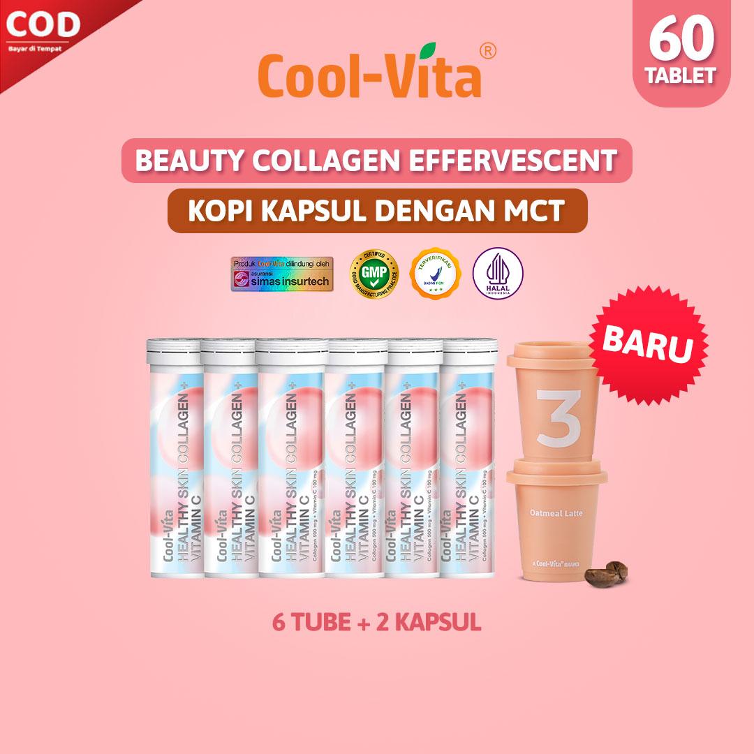 Coolvita Minuman Larut Rasa Buah Peach 6 botol dan 1 Box MCT Coffee Rasa Oatmeal Latte