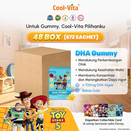 IP Wholesale Cool-Vita DHA Gummy Rasa Apel, Mangga, dan Jeruk (1 Dus isi 48 Box)