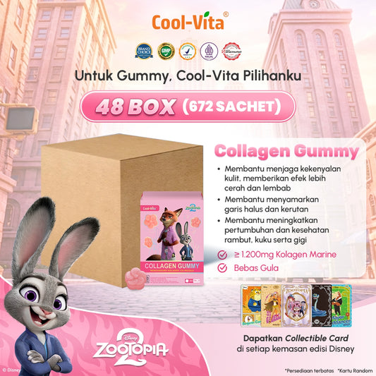 IP Wholesale Cool-Vita Collagen Gummy Rasa Jeruk Bali dan Lemon (1 Dus isi 48 Box)