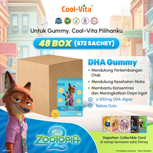 IP Wholesale Cool-Vita DHA Gummy Rasa Apel, Mangga, dan Jeruk (1 Dus isi 48 Box)