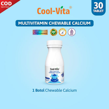 CoolVita Milk Calcium Chewable (Kunyah) Rasa Susu 1 Botol [isi 30 Tablets]