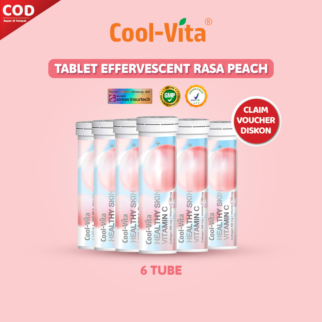 6 Tube Collagen Effervescent Bundling + 1 Pouch Coolvita Minuman Rasa Buah dan Sayuran