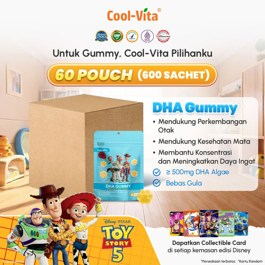 IP Wholesale Cool-Vita DHA Gummy Rasa Apel, Mangga, dan Jeruk (1 Dus isi 60 pouch)