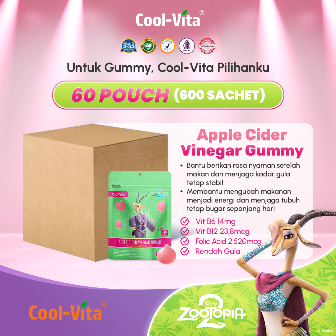 IP Wholesale Apple Cider Vinegar Gummy 1 Dus isi 60 Pouch