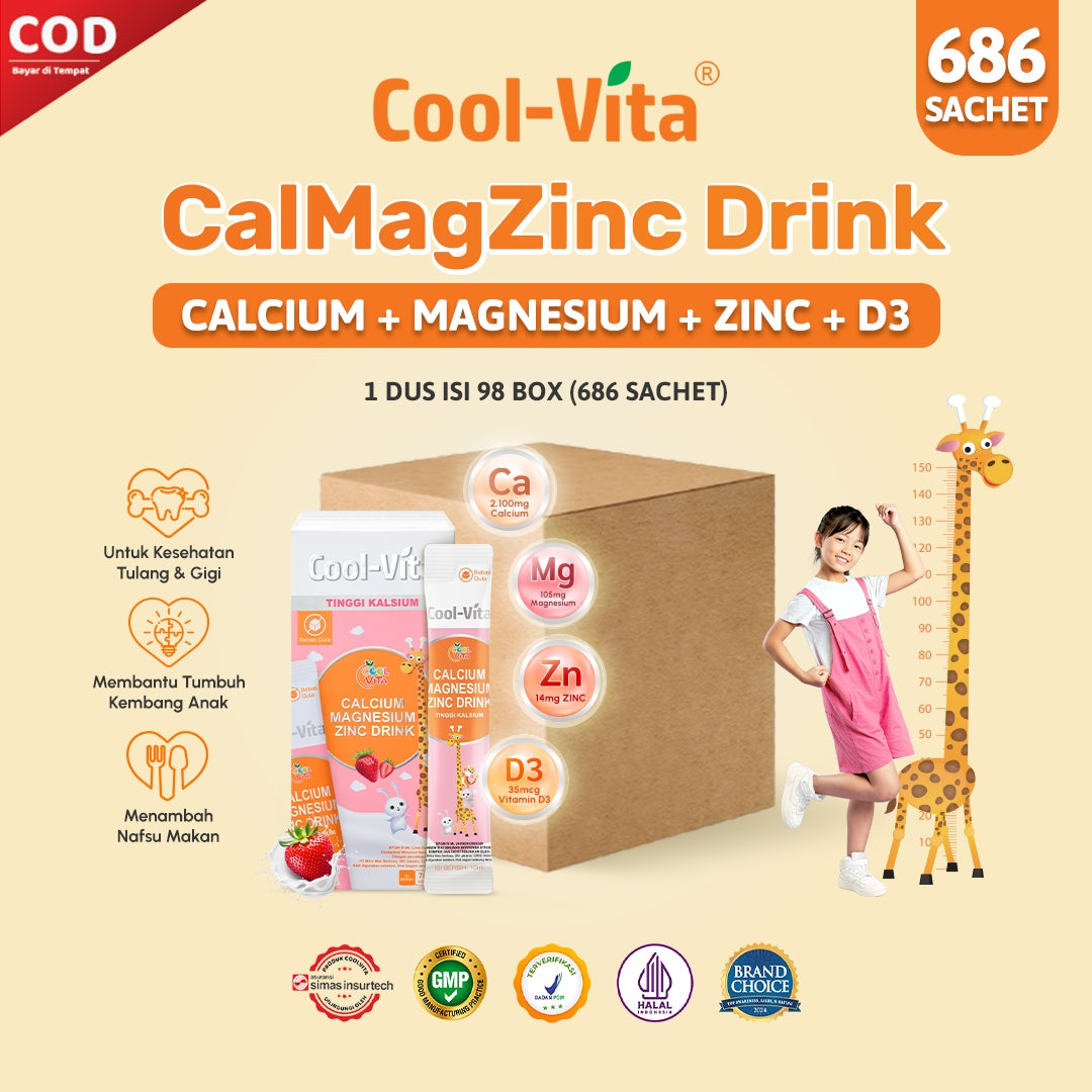 Wholesale Coolvita Calcium Magnesium Zinc Drink (Calcium+ Drink) – Suplemen Cair Kalsium, Magnesium Vitamin D Rasa Strawberry