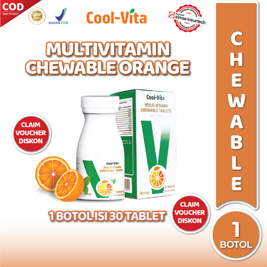 Multi-Vitamin Chewable Suplemen Makanan 30 Tablets Orange