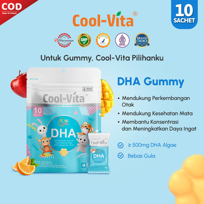 Wholesale Cool-Vita DHA Gummy Rasa Apel, Mangga, dan Jeruk (1 Dus isi 42 Pouch)