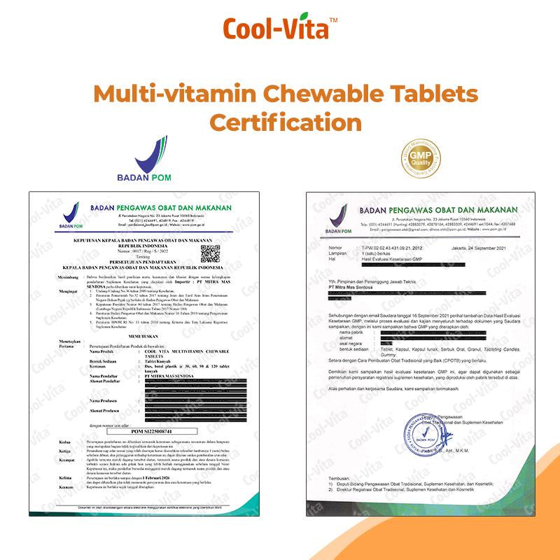 Multi-Vitamin Chewable Suplemen Makanan 30 Tablets Orange